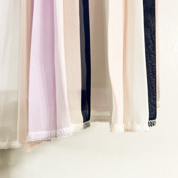 NWOT Elle Pleated Elastic Waist Skirt- Purple Stripe, Size S - Picture 2 of 5